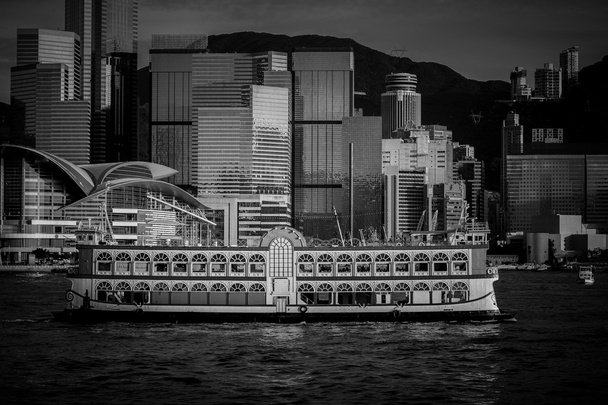 Πόλη Hong Kong και κτίρια μαύρο και άσπρο - Φωτογραφία, εικόνα