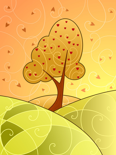 Swirly herfst landschap - Vector, afbeelding