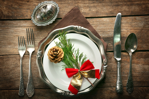 Dish set for Christmas dinner - Photo, Image