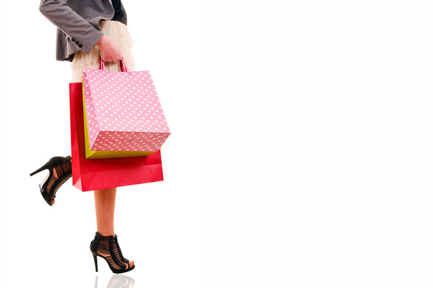 Woman carrying shopping bags. - Photo, Image