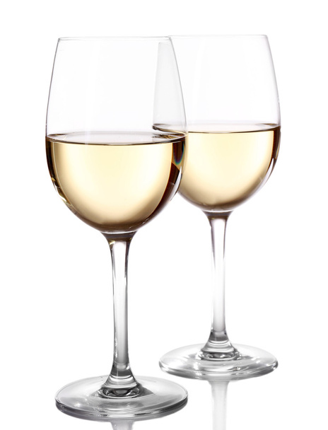 Two  glasses of wine on light background - Foto, afbeelding