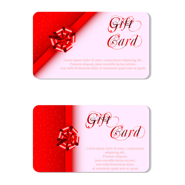 Tarjeta de regalo con cinta roja y lazo
 - Vector, imagen