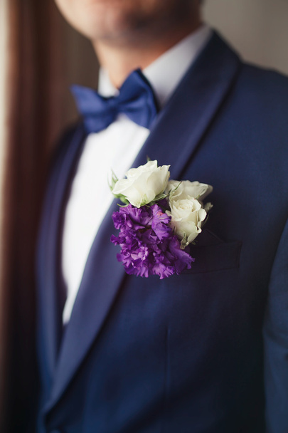 Boutonniere and bowtie close up - Photo, Image