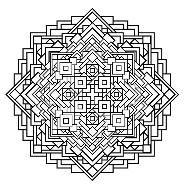 obrysy, monochromatický Mandala. etnické, náboženské designový prvek s kruhovým vzorem - Vektor, obrázek