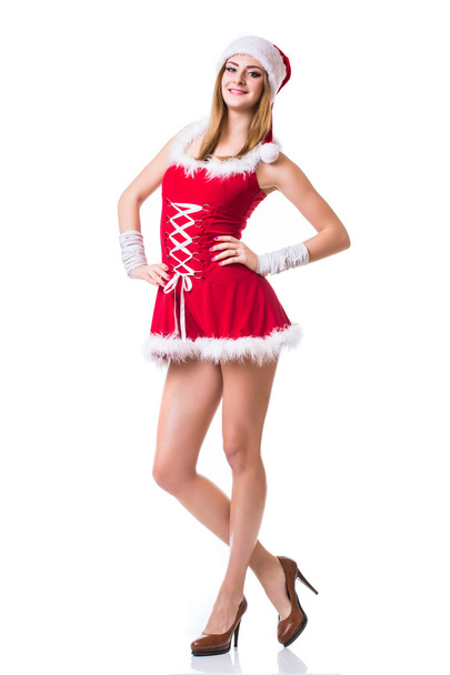 Beautiful happy woman in Santa Claus clothes - Photo, Image
