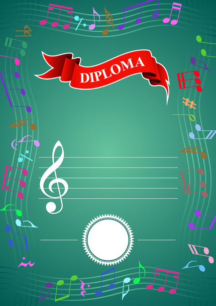 Vertical musical diploma - Vector, Image