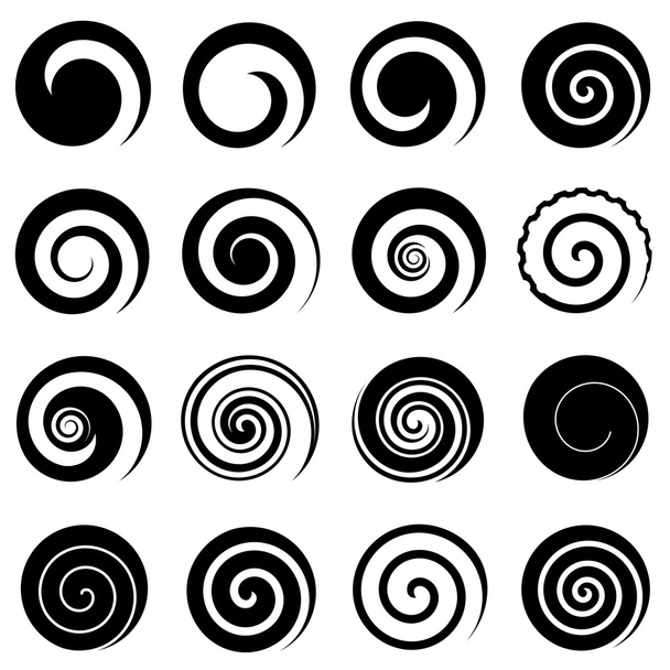 Set of simple spirals, isolated vector graphic - Vector, Image