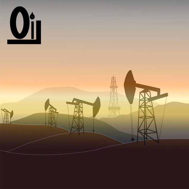 τοπίο παραγωγή πετρελαίου - Διάνυσμα, εικόνα