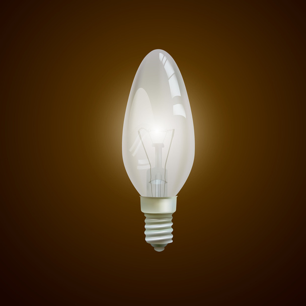 Realistic lit light bulb isolated on black background. - Vecteur, image