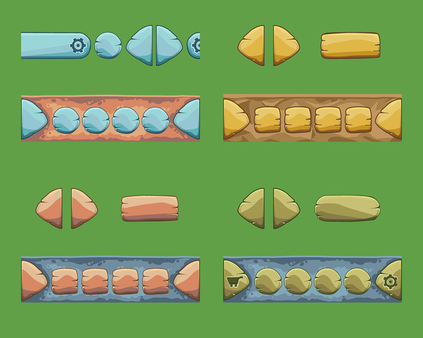 Set of cartoon buttons with different shapes, vector gui elements - Vecteur, image
