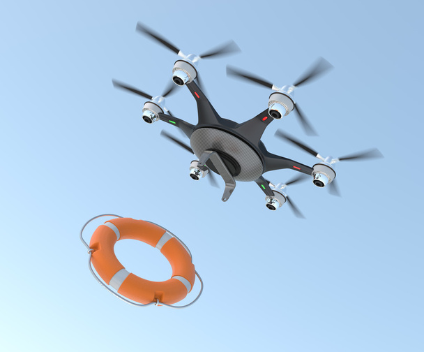 Drone soltando bóia salva-vidas para o conceito de salvar vidas
. - Foto, Imagem