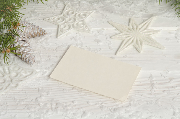 Greeting card for Christmas on wooden top - Fotó, kép