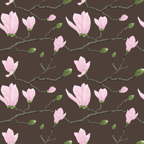 Seamless pattern with magnolia flowers - Φωτογραφία, εικόνα
