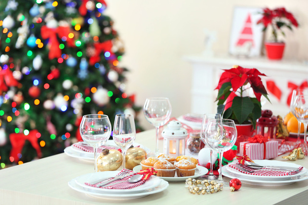 Christmas table setting - Photo, image