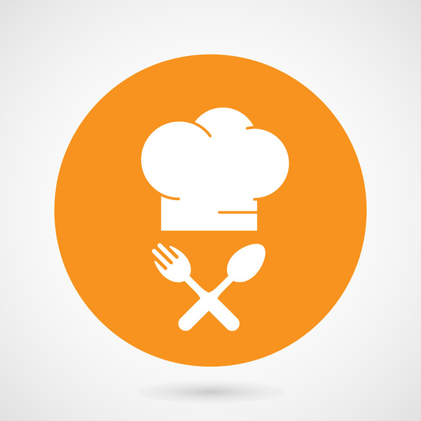 Sombrero de jefe de cocina y tenedor cruzado y cuchara - restaurante - Vector, imagen
