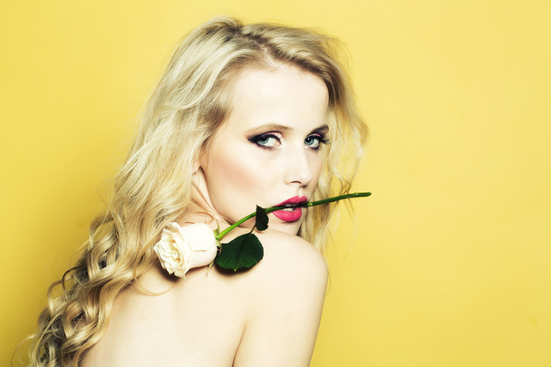 Sexy woman with rose - Foto, Imagem