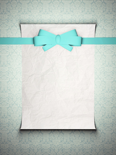 bruiloft uitnodigingskaart met een blauw lint. - Foto, afbeelding