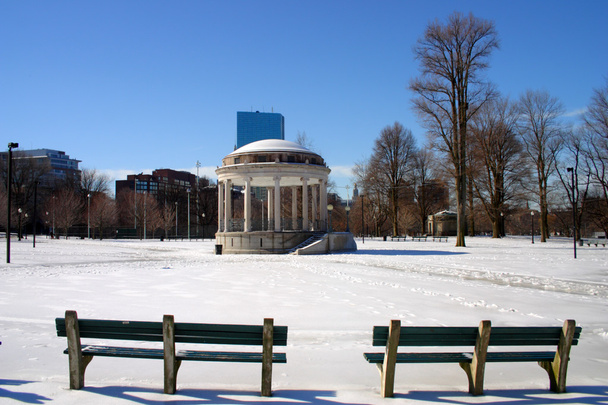 stock imagen de un invierno nevando en Boston, Massachusetts, EE.UU. - Foto, imagen