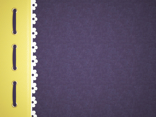 写真アルバムのための紫と黄色のカバー. - 写真・画像