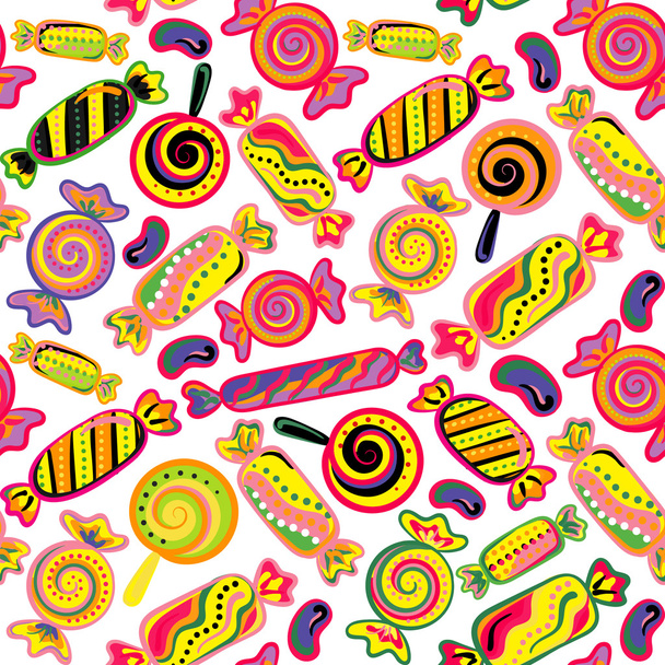 Yummy colorful sweet lollipop candy cane seamless pattern. Vector illustration. Holidays background - Vektori, kuva