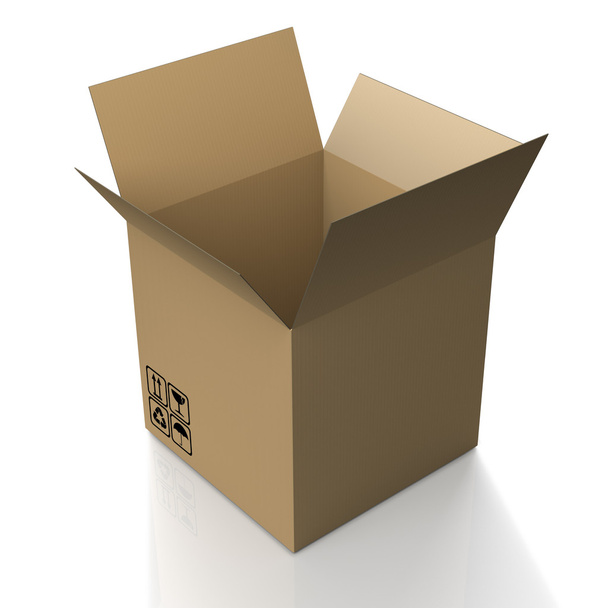 Открыть картонную коробку на белом фоне - Фото, изображение