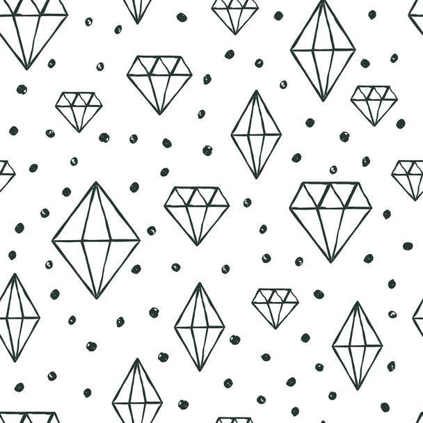 Vector seamless pattern with hand drawn watercolor diamond cryst - Διάνυσμα, εικόνα