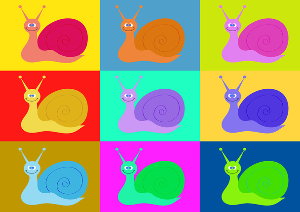 funny snails in the style of pop art - Vector, Image
