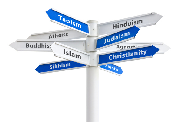 Maailman uskonnot merkki eristetty valkoisella taustalla
 - Valokuva, kuva