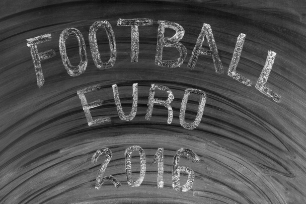 Voetbal euro 2016 geschreven op een schoolbord gebruikte - Foto, afbeelding