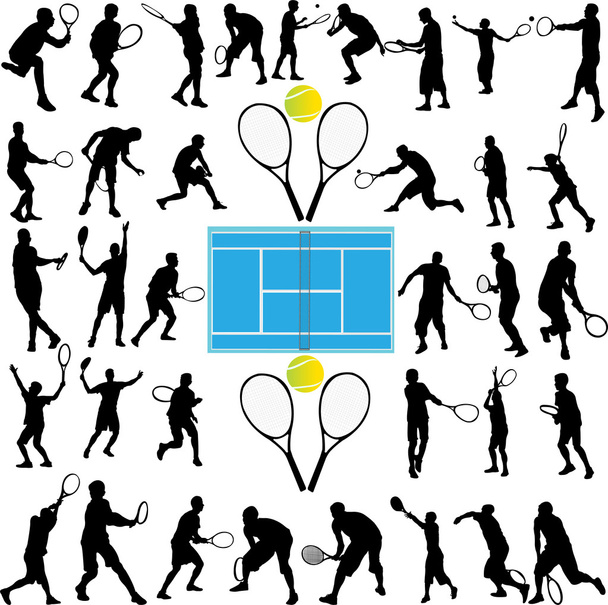 テニス選手の大きなコレクション - ベクター画像