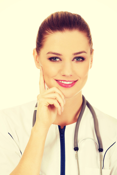 Medical doctor woman with stethoscope. - Zdjęcie, obraz