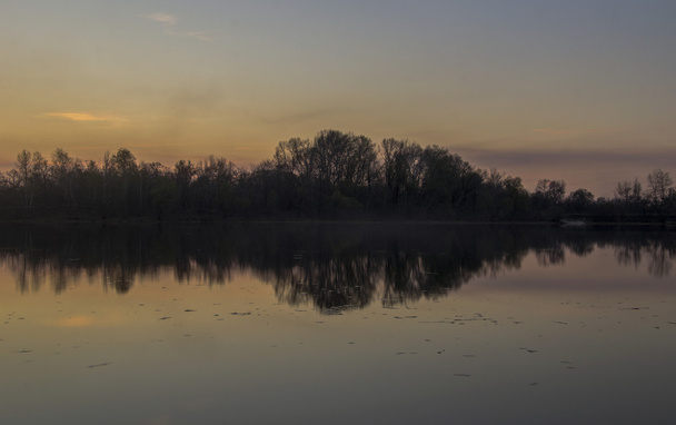 névoa mágica sobre o rio e a floresta
  - Foto, Imagem