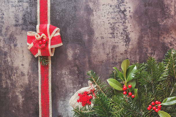 Christmas frame and ribbon - Zdjęcie, obraz