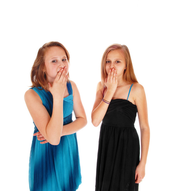 Two girls with hands over there mouth. - Photo, Image