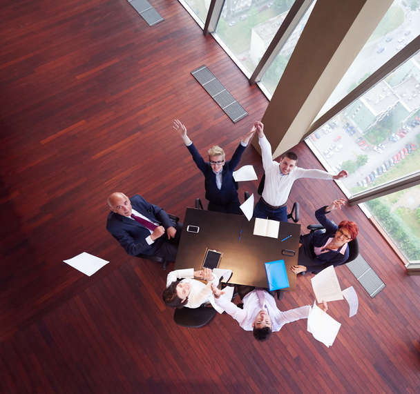 top view of business people group throwing dociments in air - Fotoğraf, Görsel