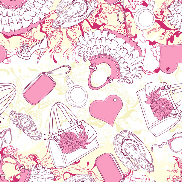 Seamless pattern with handbags and fashion accessories - Vetor, Imagem