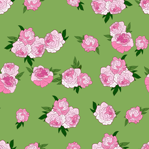 Seamless pattern with pink peonies - Vetor, Imagem