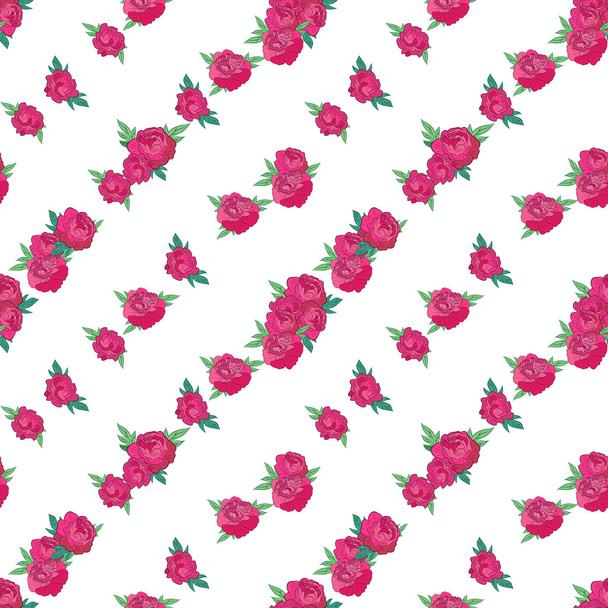 Seamless pattern with pink peonies - Вектор,изображение
