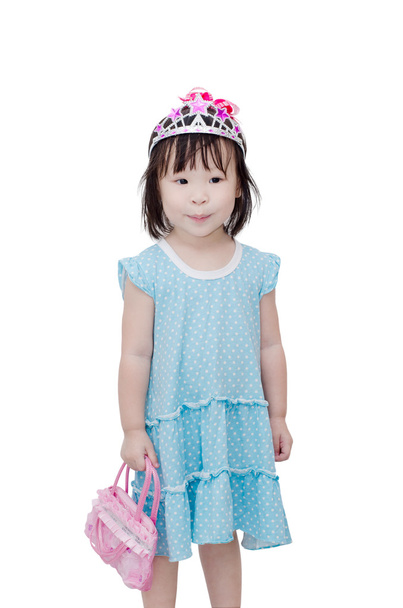 girl wearing crown over white background - Foto, Imagen