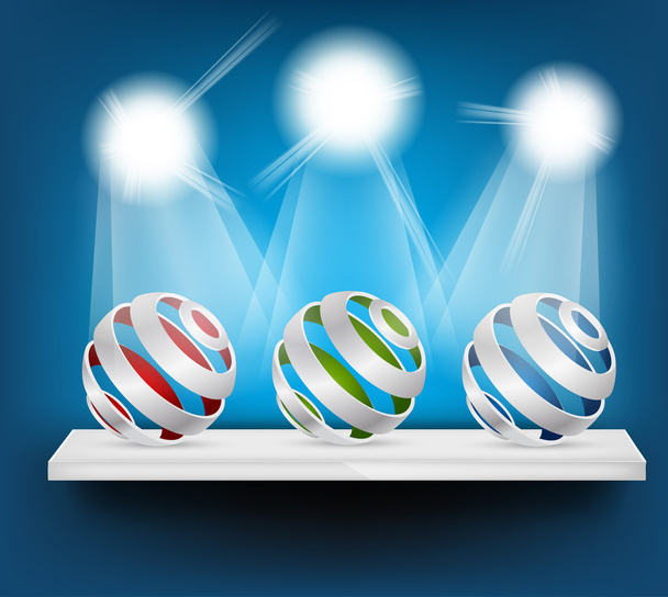 Background with spheres on shelf - Vector, Image