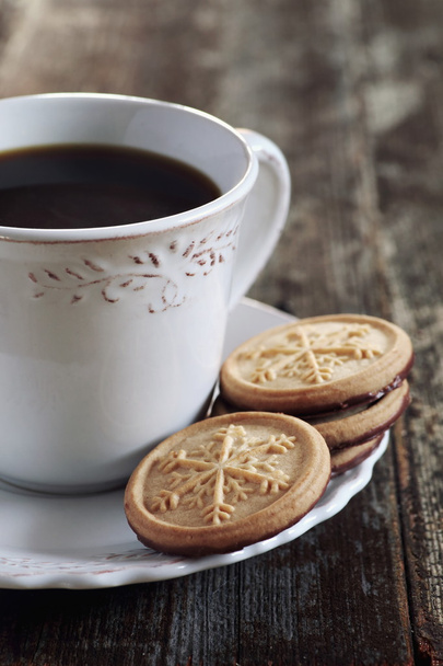 Copa de café y galletas de azúcar de Navidad
 - Foto, Imagen
