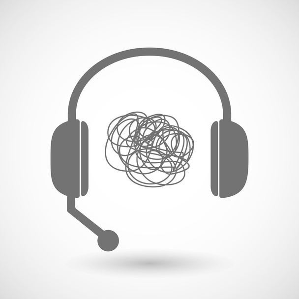 Ícone de fone de ouvido de assistência remota com um doodle
 - Vetor, Imagem