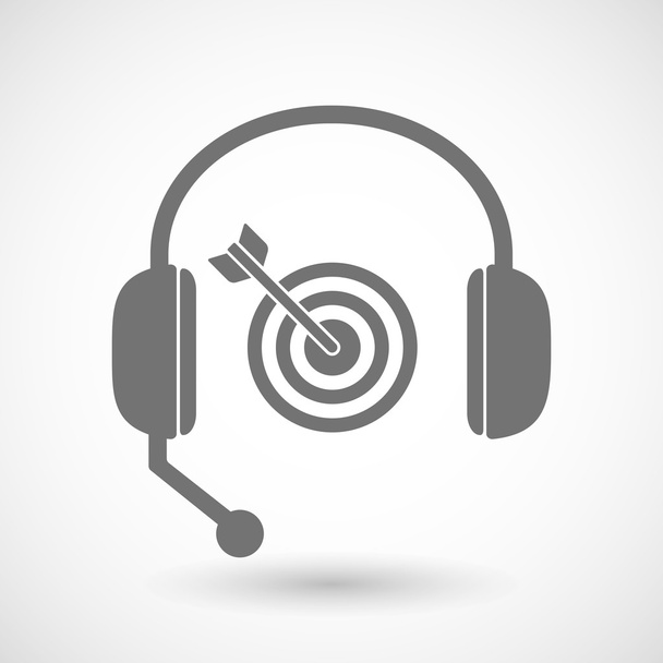 Távsegítség fejhallgató ikon-val egy dart tábla - Vektor, kép