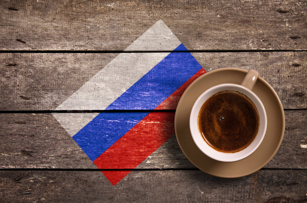 Kahve ile Rusya bayrağı - Fotoğraf, Görsel