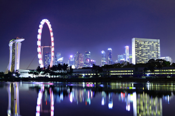 Szingapúr város éjszaka - Fotó, kép