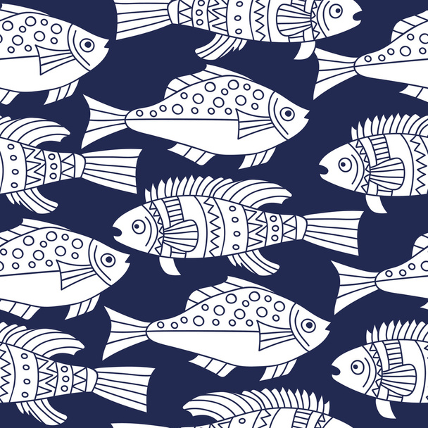 Stock Vector Illustration: seamless fish - Vector, Imagen