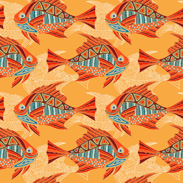 株式ベクトル イラスト: シームレスな魚 - ベクター画像