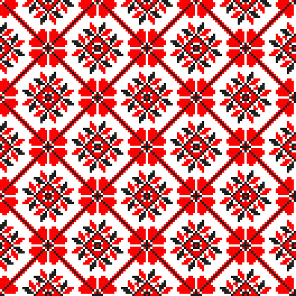 seamless pattern in folk style. red-black - Vector, Image