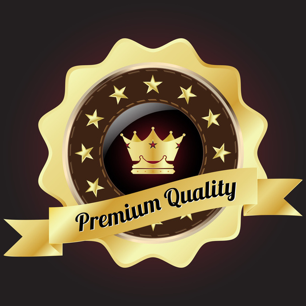 Golden Premium Quality Badge - Vector, Image