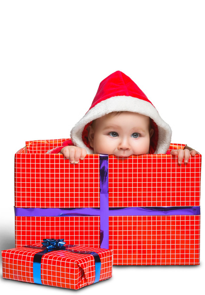 Cute Santa Claus baby boy isolated on white background - Foto, Imagen